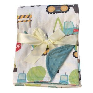 Honey Lemonade Construction Trucks 30x40 Minky Blanket (Dark Teal Minky)